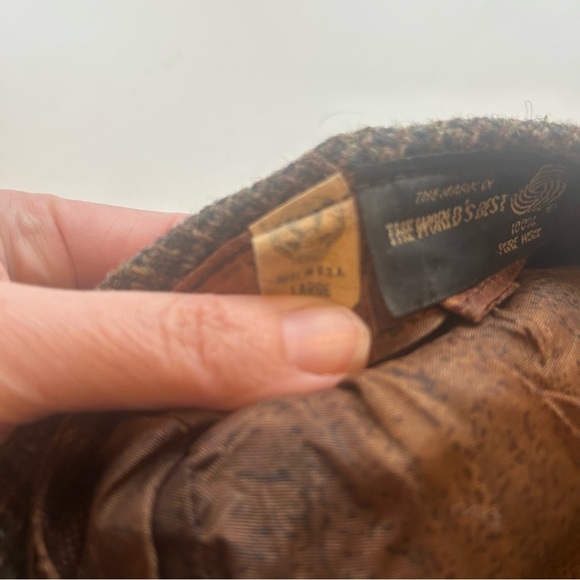 Vintage RARE Pure Wool houndstooth paige boy hat brown USA retro y2k - Picture 5 of 8